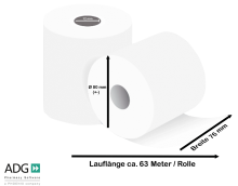 Preview: Kassenrollen 76 mm x 63 m x 12 mm, 5er Pack  (PZN 5739900*)